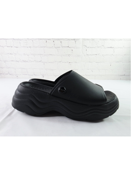 Crocs Shoes - Crocs Platform Skyline Slides Slip On PVC Sandals Solid Black Women's Size 9